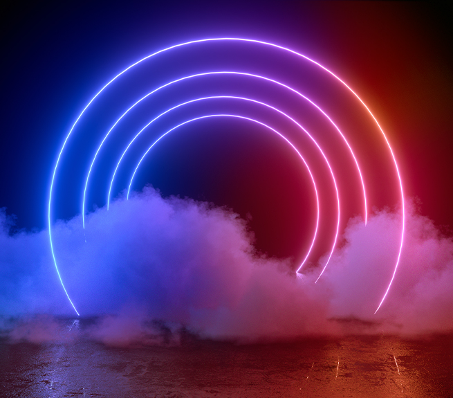 Innovations at Maxion: A circle of light on a stage.