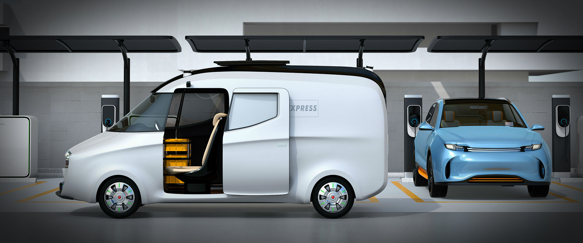 A scene from the future: Efficiency through electrification and special Wheels for electrified mobility. 