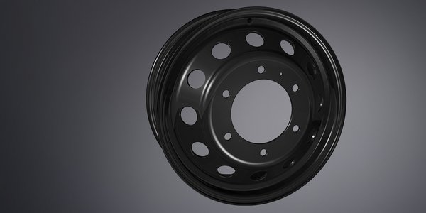 New Mobility Wheel: A Black Maxion Wheel made of steel for last mile delivery. 